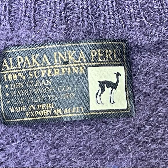 ALPAKA INKA PERU Women's 100% Alpaca Purple Mock Neck Full Zip Sweater Sz M - Picture 5 of 5
